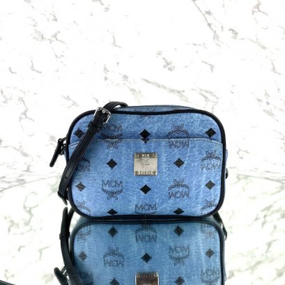 MP-10535 Used MCM Camera Bag In Blue Visetos SHW